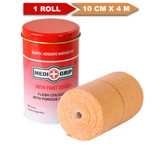 Load image into Gallery viewer, Medigrip Elastic Adhesive Bandage 10 cm X 4 / 6 m (Pack of 1 Roll) Crepe Bandage