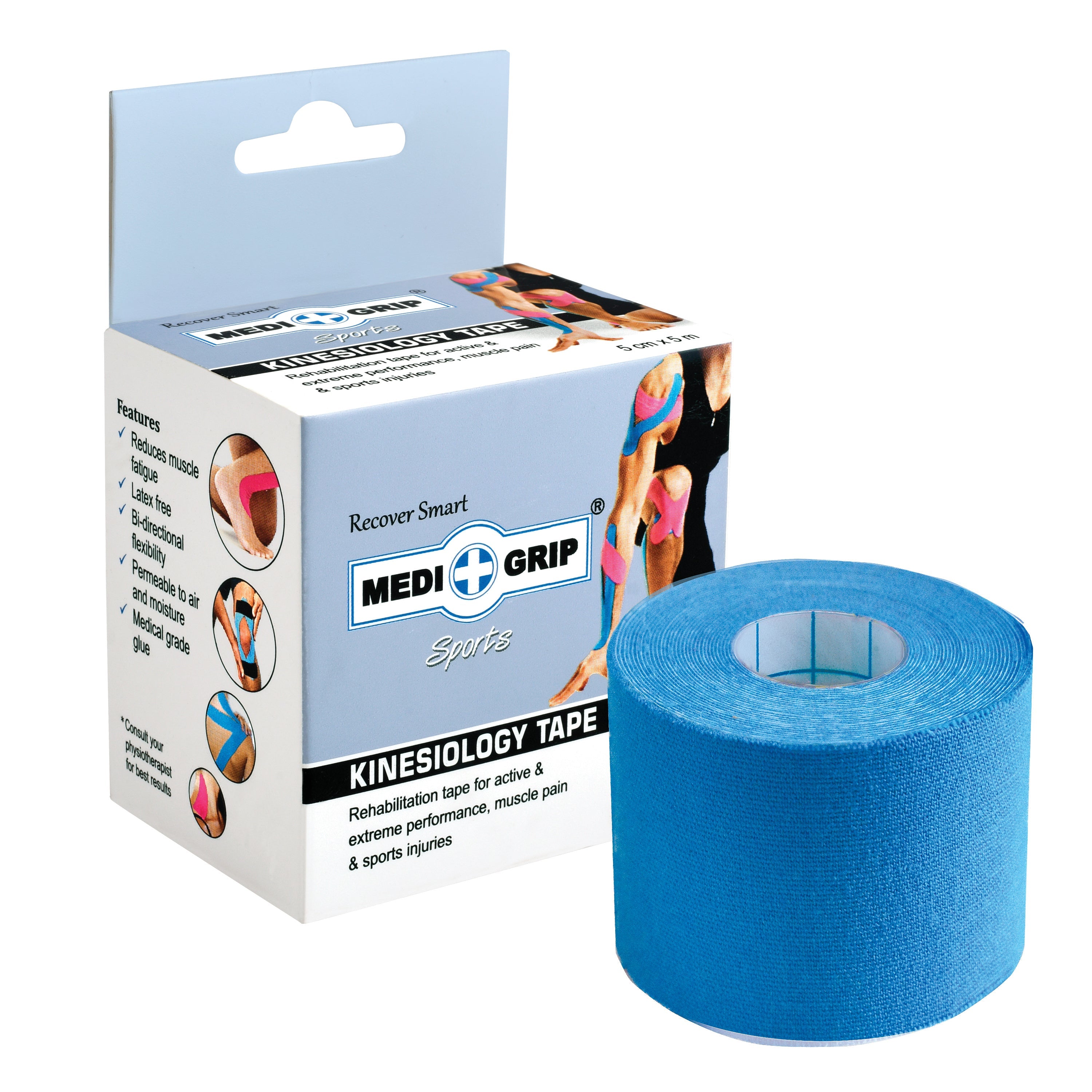 Kinesiology Physiotherapy Tape Blue (12 Rolls) Physio Spots Athletic
