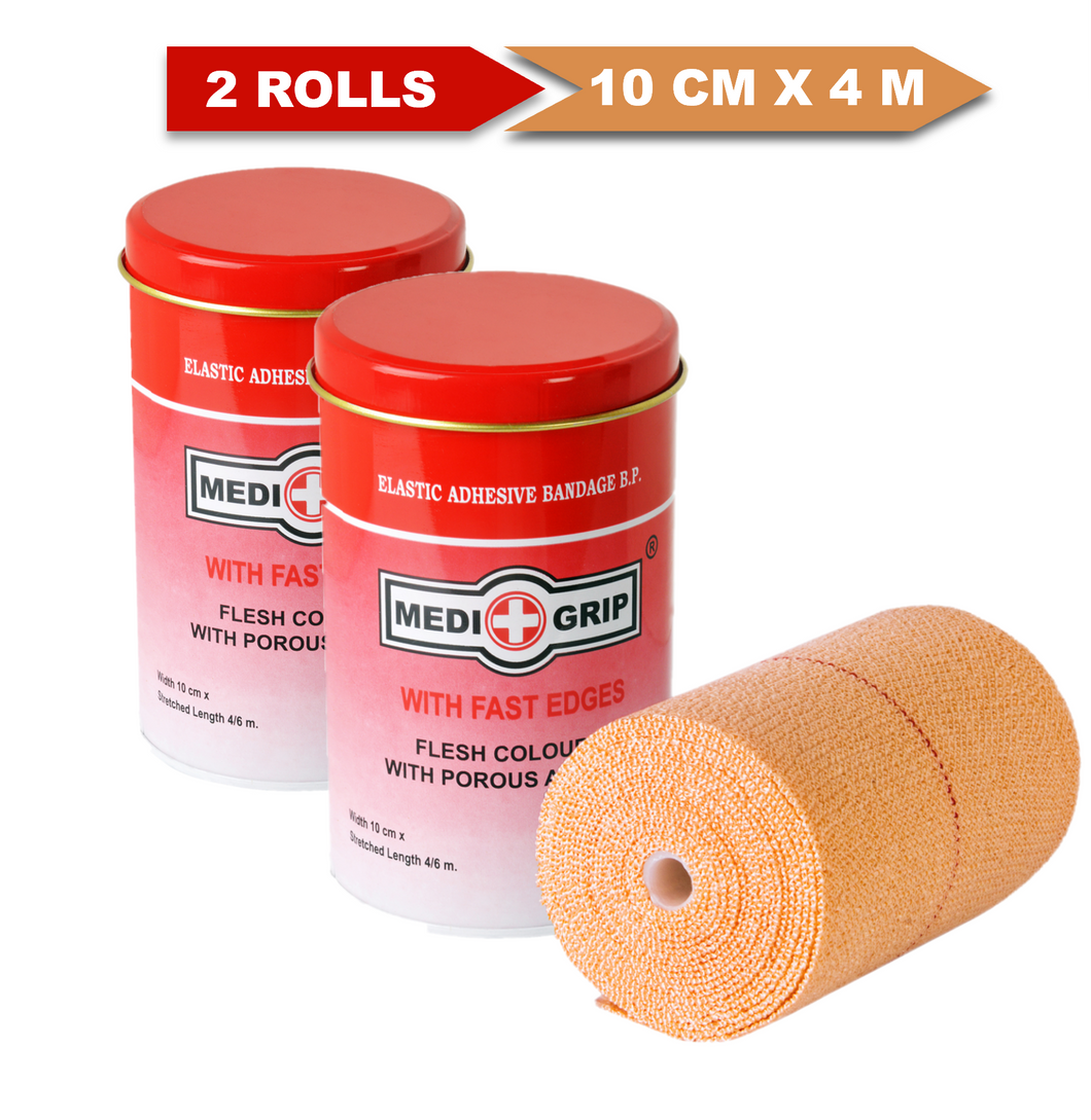 Medigrip Elastic Adhesive Bandage 10 cm X 4 / 6 m (Pack of 2 Rolls) Crepe Bandage