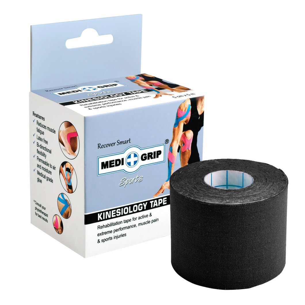 Kinesiology Physiotherapy Tape - Black (12 Rolls)