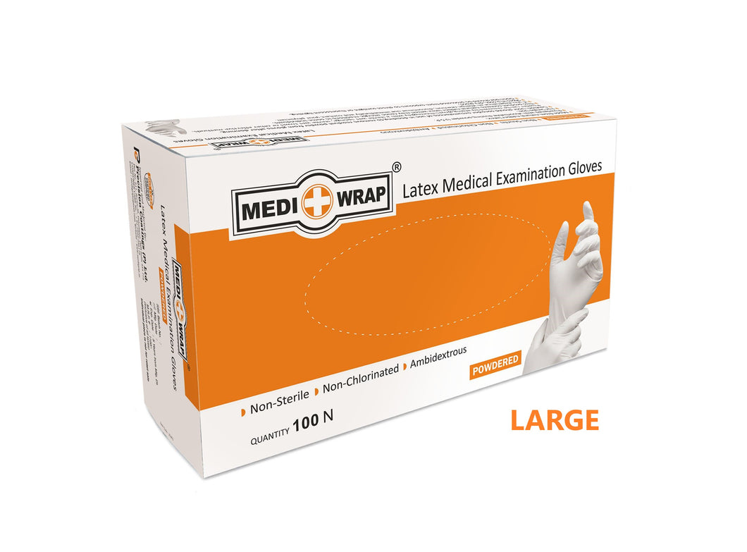 Mediwrap Latex Examination Powdered Gloves (Pack of 100) LARGE