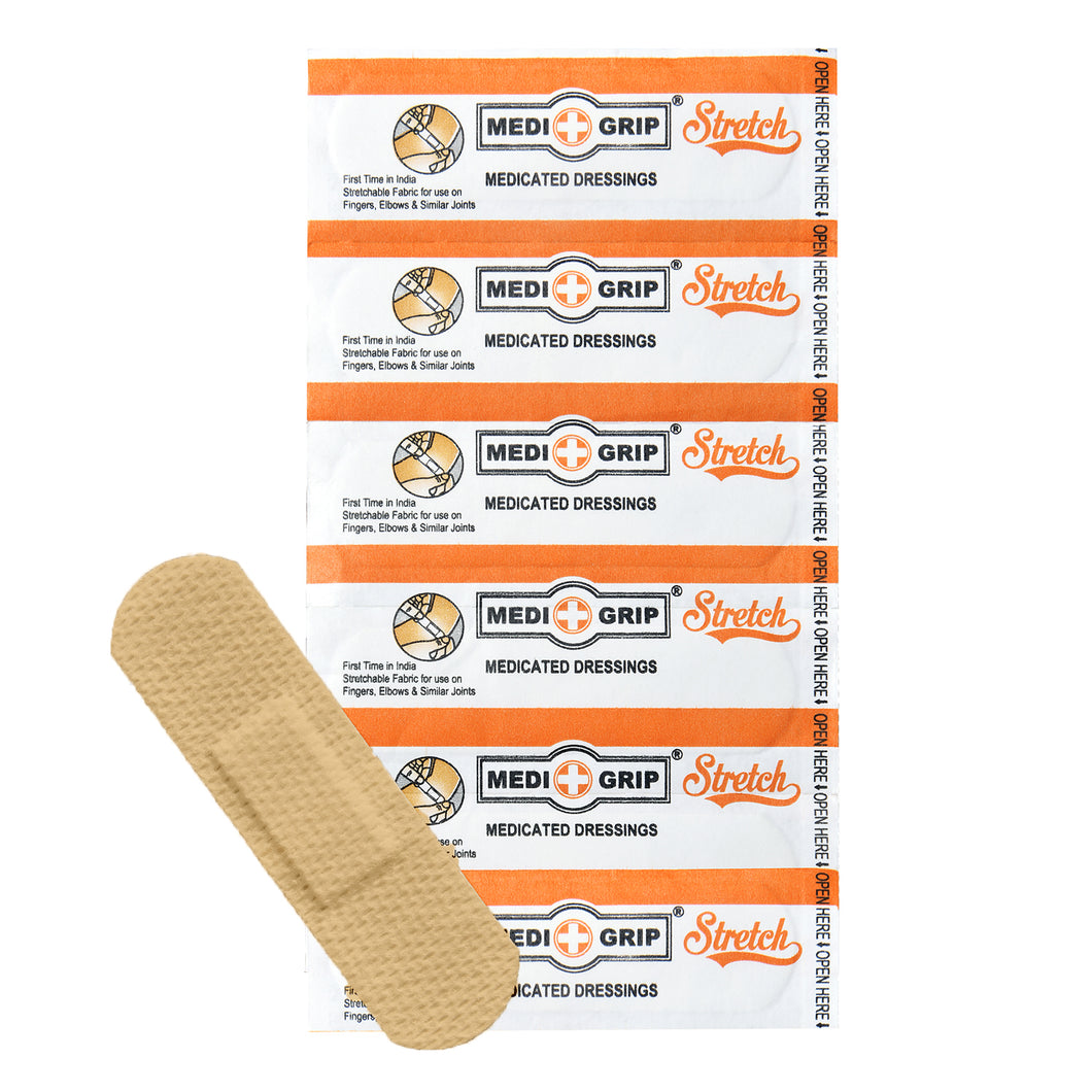 Medigrip Stretch First Aid Dressing Fabric (Pack of 100) Strong Adhesion Flexible Joints