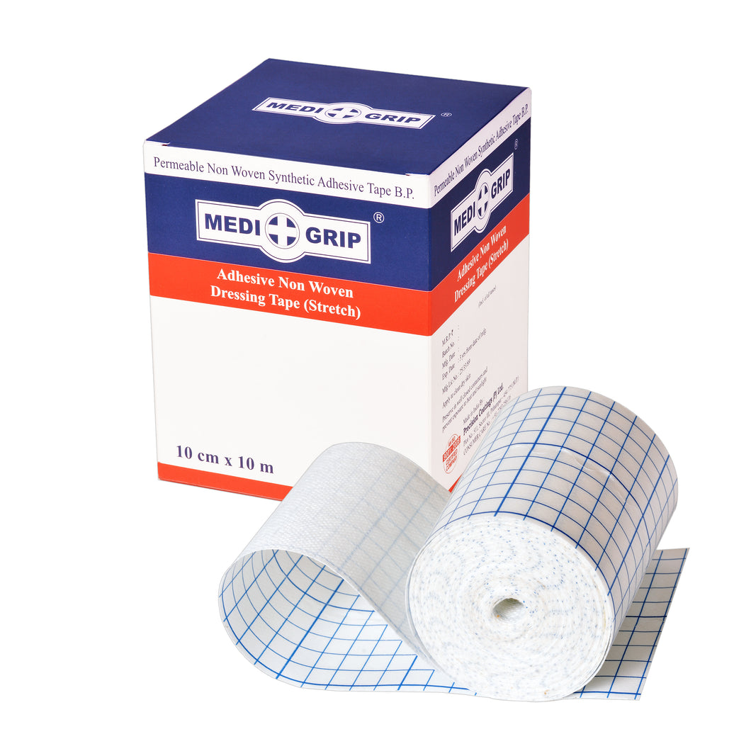 Medigrip Non Woven Dressing Tape (Stretch) 10 m x 10 cm (Pack of 6 rolls)