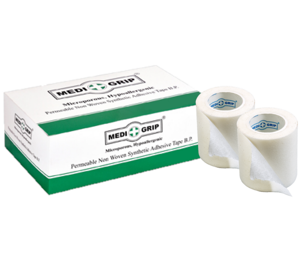 Medigrip Non Woven Microporous Paper Tape 5 cm X 9.1 m (Pack of 6 Rolls) White